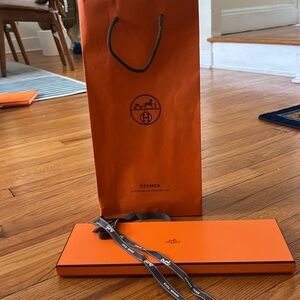 Orange Hermes empty Gift Box and bag with Ribbon